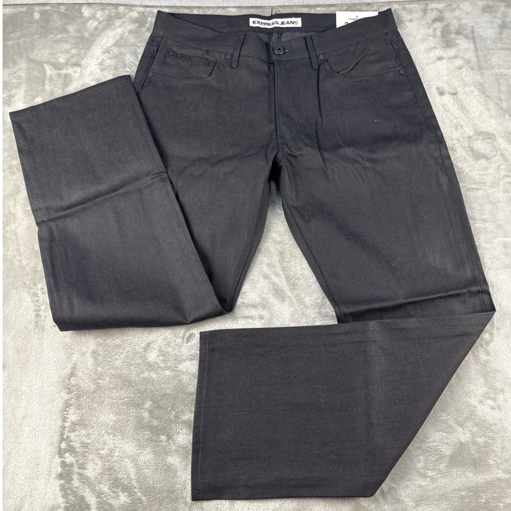 Express Jeans Pants Mens 34x30 Rocco Slim Fit Black Coated Denim NEW